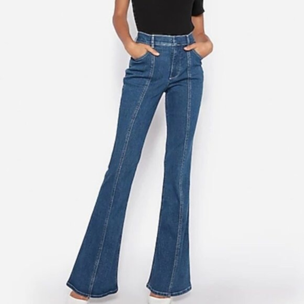 High-Rise Blue Flared Women's Jeans 8 LONG